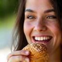 Yagmur E. enjoying a pastry